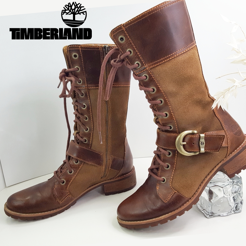 Timberland Bethel Women' Laceup Suede Leather Side Zip Mid-Calf Combat Boots